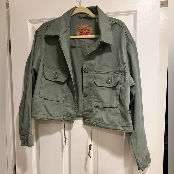 Levi Strauss Crop Olive Green Jacket Large - Picture 7 of 7